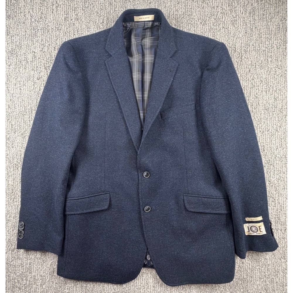 NEW Joseph Abboud Blazer Mens 42R Blue Slim Fit 100% Wool Herringbone Sport Coat